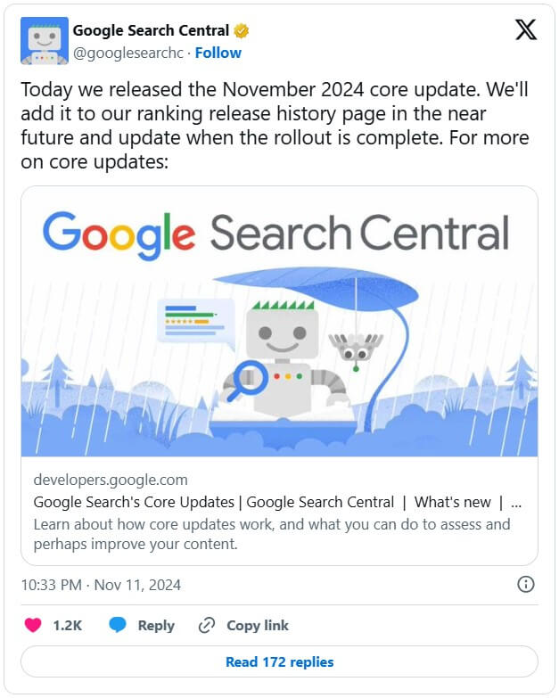Обновление основного алгоритма Google за ноябрь 2024: Что нужно знать google-seo.pro